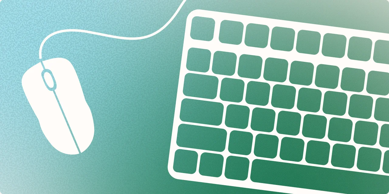 Illustration of a computer mouse and keyboard representing client email communication during tax season