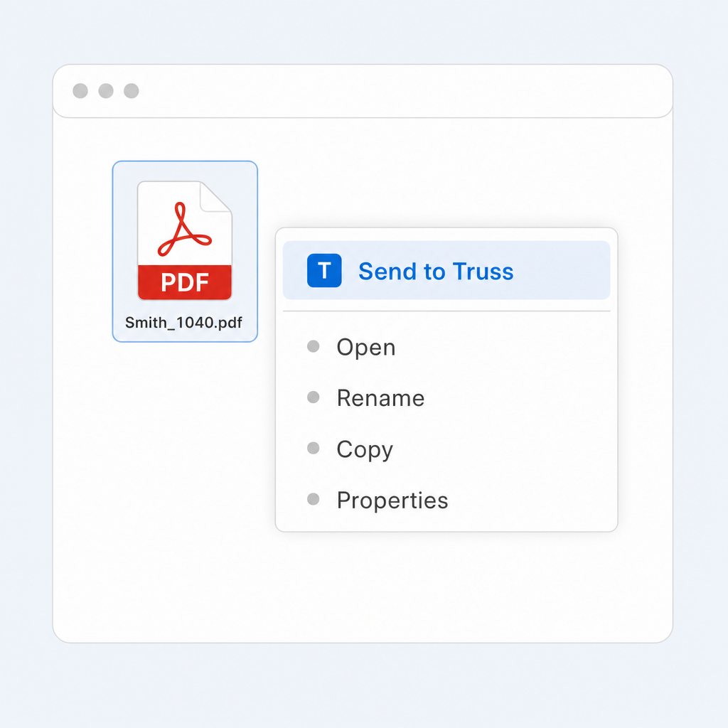 Send to Truss option in the Windows right-click menu