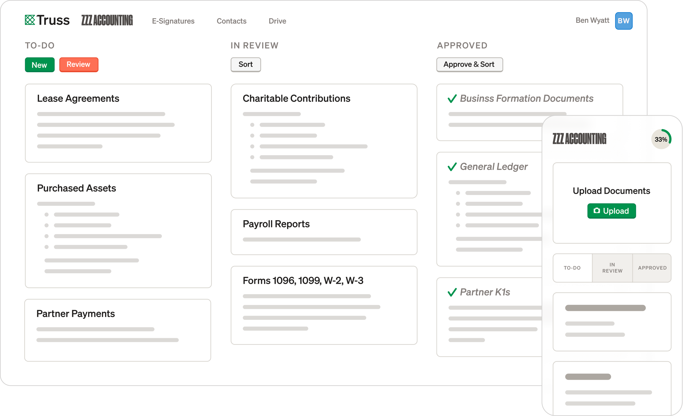 Truss Intake dashboard