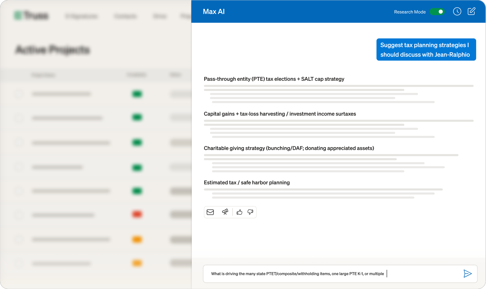 Max AI chatbot inside the Truss dashboard